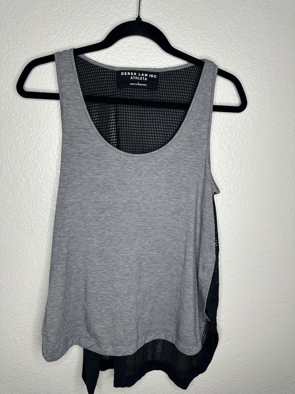 Athleta Derek Lam 10C Tank Top Womens Small Gray Black Mesh Back Athletic